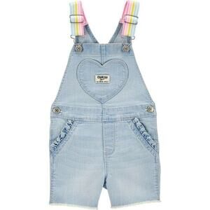 OshKosh B’Gosh Rainbow Heart Shortalls Overalls Outfit EUC Baby Girl 3m
